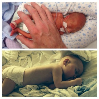 Jett Morries after he was born, and recently.
